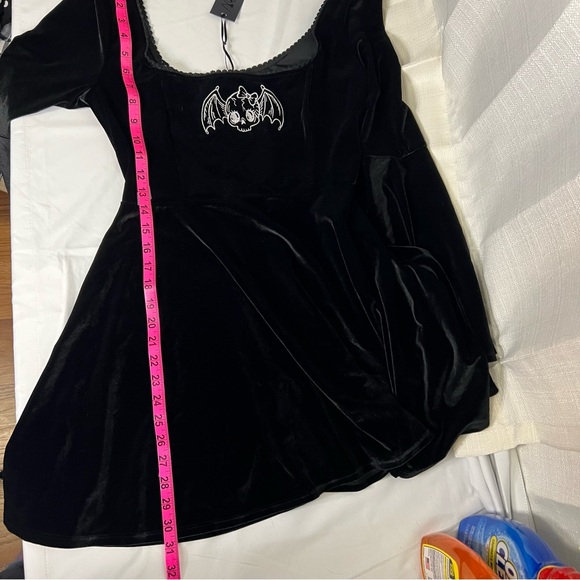 Dolls Kill Widow burial Velvet Bat Mini Dress Bell Sleeve Goth Fairy Grunge Y2K - Picture 9 of 12